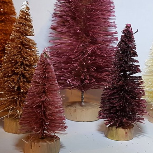 10pc Brown Amber Pumpkin RUSTIC Fall COUNTRY Mini Miniature Sisal Trees - Picture 3 of 4